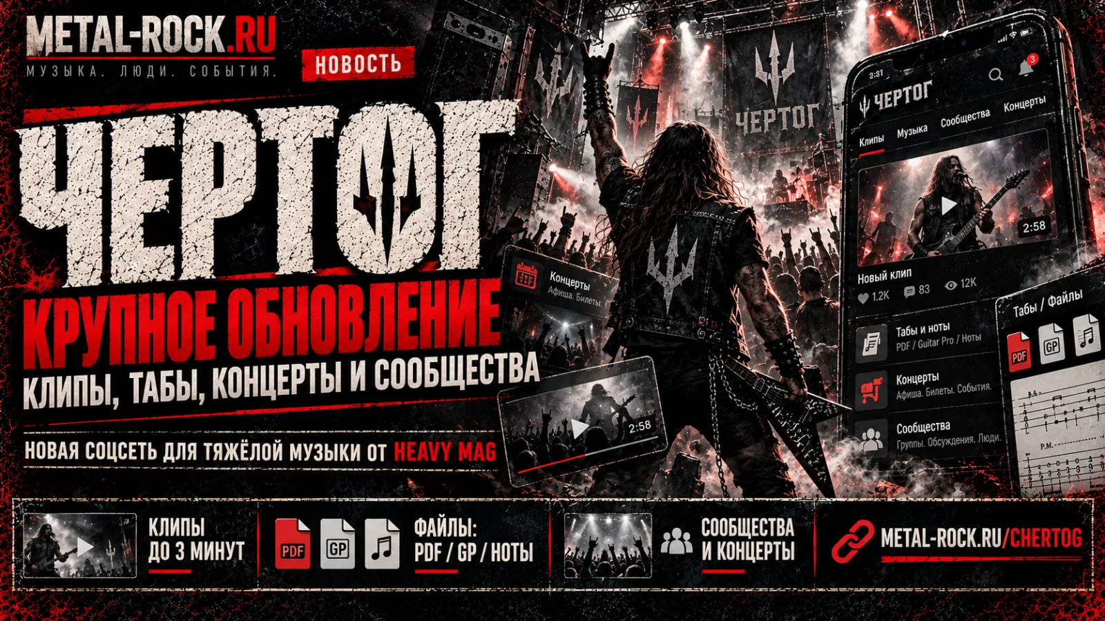 «Чертог» продолжает расти: в музыкальной соцсети HEAVY MAG появились клипы, табулатуры и новые возможности для музыкантов